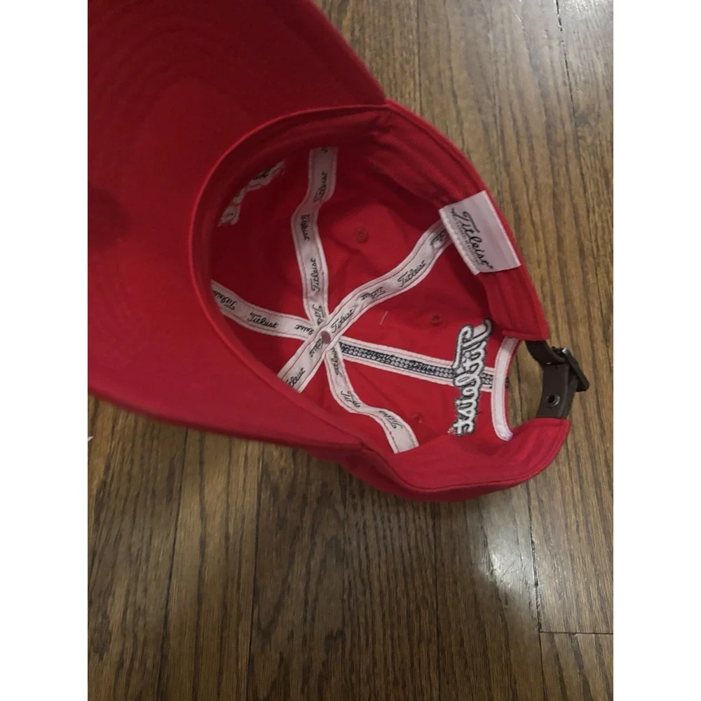 Titleist Golf Hat Mens Red Embroidered Script Logo 1935 Leather Strapback Cap